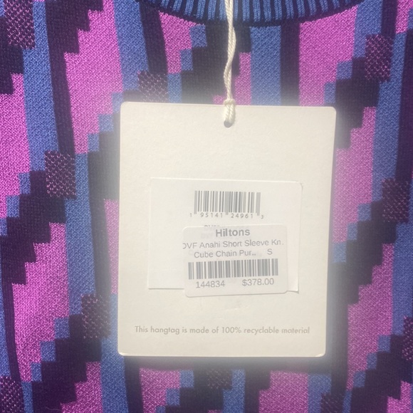 Diane Von Furstenberg Dvf Anahi Cube Chain Purple Mini Sweater Dress Size S - Picture 8 of 8